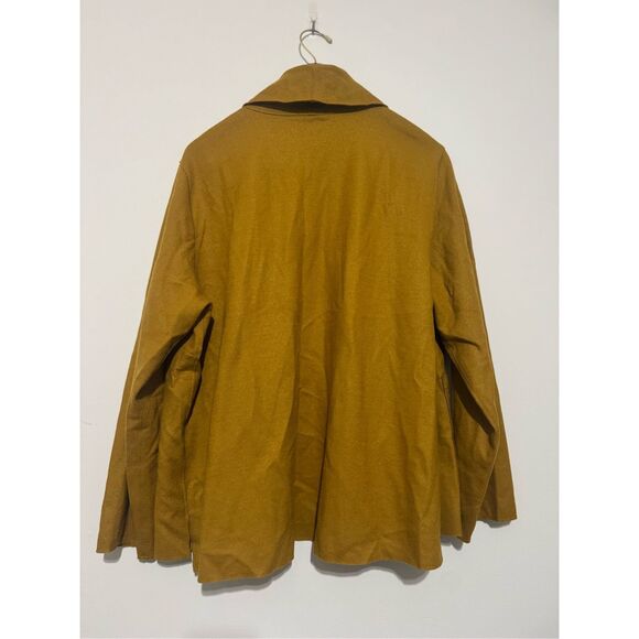NWT New Eileen Fisher 100% Wool Open Kimono Jacket Size 2X Mustard Yellow Boiled - Picture 7 of 11